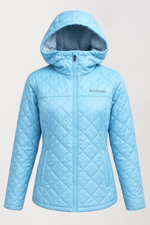 Columbia Jackets & Blazers - Columbia Womens Copper Crest Hooded Jacket Size M Blue Quilted Fleece Lined Coat